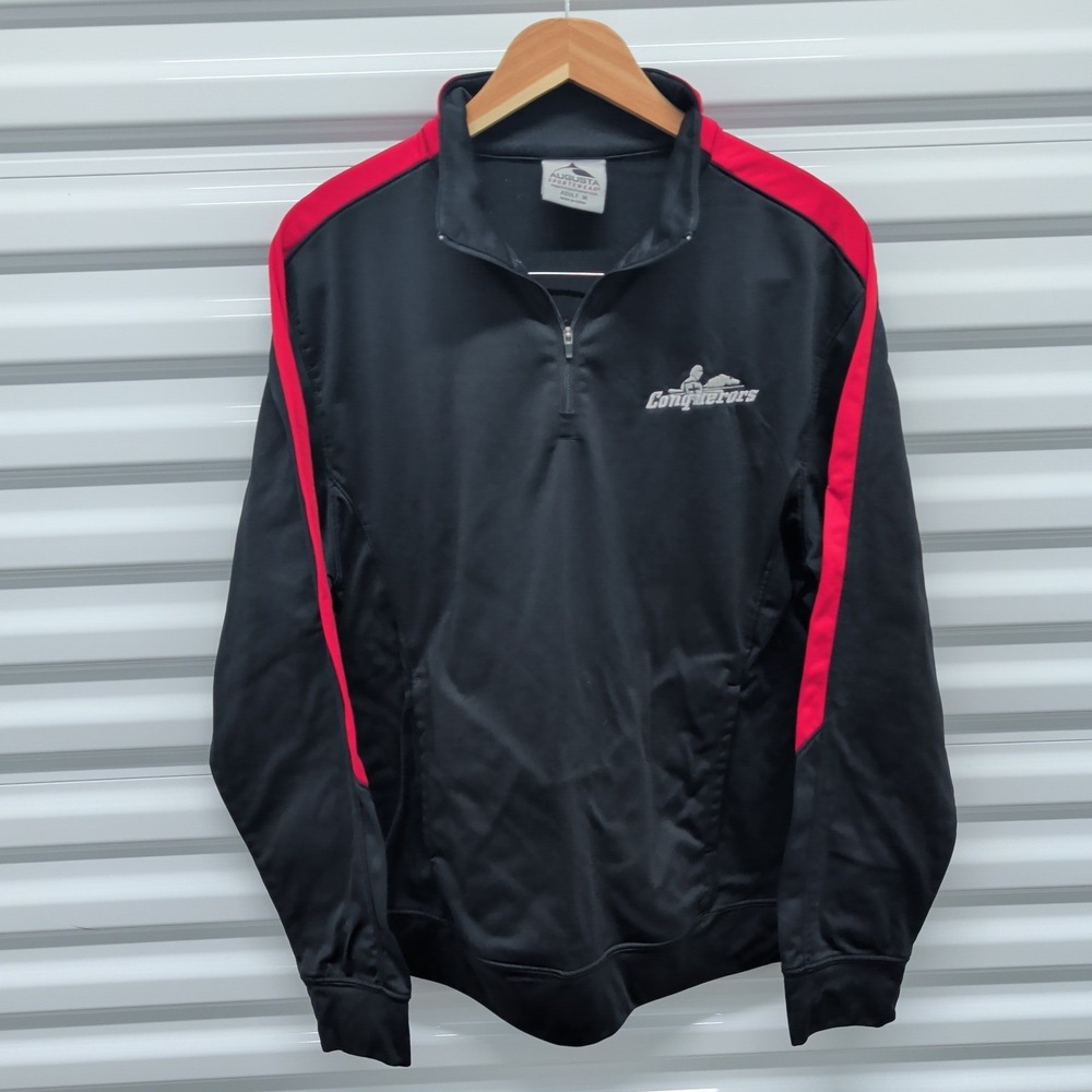 Augusta Sportswear Conquerors Size M Men Black Red 1/4 Zip Pullover Athletic Top